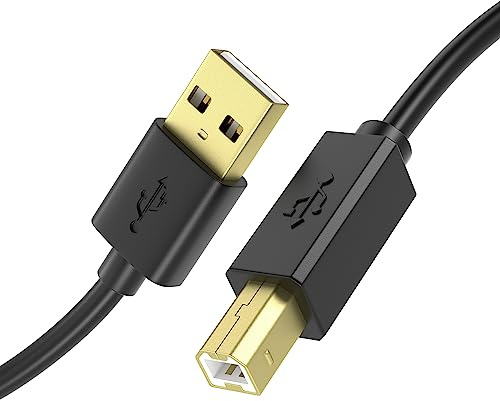 JAMEGA – Druckerkabel 7,5m | USB A auf B Kabel für HP, Canon, Dell, Epson, Lexmark, Brother, Samsung, Xerox UVM – Vergoldete Kontakte
