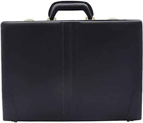 Faux Leather Briefcase Classic Traditional Attache Case Business Office Bag Corbett Black