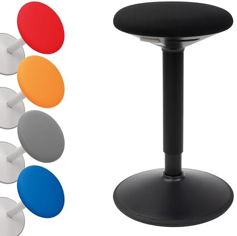 boho office® Stehhilfe, Sitzhilfe, Ergonomischer Hocker, Stehhocker, Stehsitz, Schwarz, Kunststoff, Gummifuß, 56-81 cm höhenverstellbar