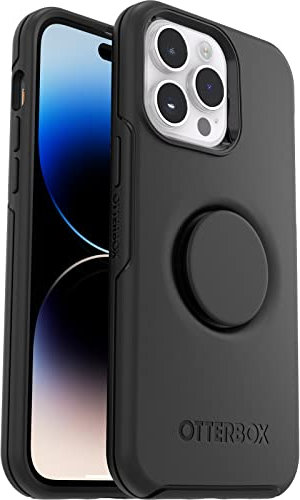 OtterBox Otter+Pop Hülle für iPhone 14 Pro Max, sturzsicher, schützende Hülle mit PopSockets PopGrip, 3X antimikrobieller Schutz, Schwarz
