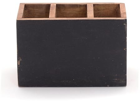 DESIGN DELIGHTS BESTECKKASTEN mit Tafel | Mahagoni Holz, 18 cm | Besteckhalter, Gastro Tischbutler zum Beschriften, Besteckkorb