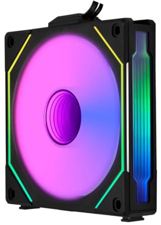 Lian Li UNI Fan SL-Infinity 120mm Reverse Blade-Single Pack-ARGB Fan (Non-Wireless) -Daisy-Chain Design-Infinity Mirror-Cable Management-Customizable Lighting Effects-Black-(UF-RSLIN120-1B)