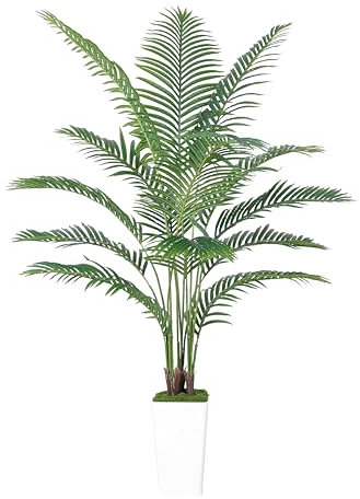Künstliche Areca Palme 180cm - Kunstpflanze im Topf, Groß Areca Palme UV-beständig für Innen & Außen - Fake Pflanzen Deko für Wohnzimmer, Balkon, Büro, Garten