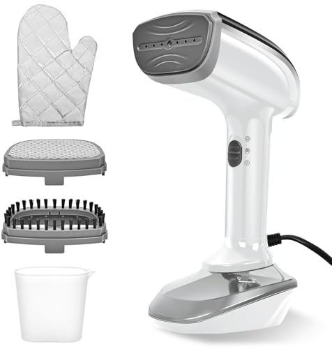 ZStarlite Steamer Dampfglätter - 1800W mit Schneller Keramischer Aufheizplatte, 25G/min Dampf, 2-in-1 Kleidung Dampfbügeleisen, mit 300ml Tank, Dampfbürste & Bügelhandschuh für Büro, Zuhause- Weiß
