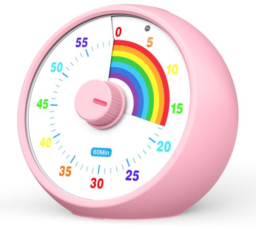 Visual Timer pour Les Enfants, Cuisine Salle de Classe Compte à rebours de 60 Minutes, Outil de Gestion du Temps de Bureau pour Les Enfants, opération silencieuse, pomodoro Timer (Rose)