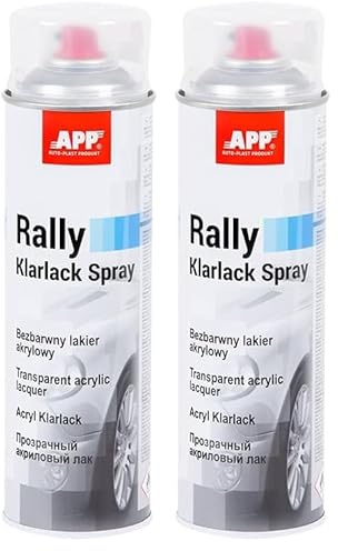 APP Rally Color Spray Pintura Spray Acrilica | Pintura para Coche, Metal, Madera, Plastico | Transparente | 500 ml (Paquete de 2)