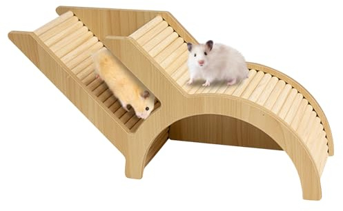 LEKEFETO Maison en bois pour hamster - Tunnel pour hamster - Cachette pour hamster - Jouet pour animaux de compagnie, hamsters nains, gerbilles, dégus - 14,5 x 31,6 x 10,5 cm