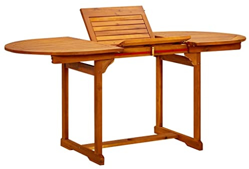 Refined Akazienholz Gartentisch Ausziehbar Tisch Esstisch Gartenmöbel Holztisch Garten-Esstisch (120-170) x80x75 cm Massivholz Akazie