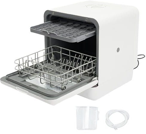 Tischgeschirrspüler Mini Geschirrspüler 1100W 220V Spülmaschine Kompaktgeschirrspüler mit 4 Waschmodi Desinfizieren Trocknen 360° Sprühen Touch Control mit 6L Wassertank benutzbar für Häuser RV 52dB