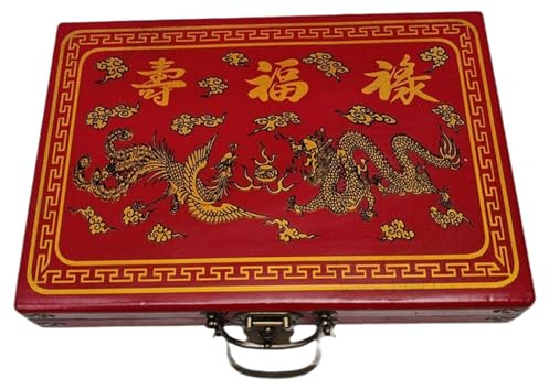 HoveeLuty Mini-Mahjong-Set, tragbares chinesisches Mahjong-Steinset mit Steinen, 2 Ersatzsteinen, 2 Würfeln und Tragetasche für unterwegs, chinesisches -Set, Steinset, Stein