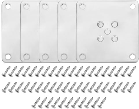 sourcing map 5Pcs Furniture Leg Flat Mounting Plates, 90mm/3.5inch Flat T-Plate Connector Attachment Bracket Base with Screws for Chair Sofa Cabinet Repair