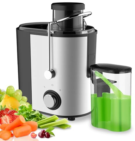 Juicer,3Inch Wide Feed Chute Juicers Whole Fruit and Vegetable, 600W High Juice Yield Juicer Machine Stainless Steel, BPA-Free, Easy to Clean