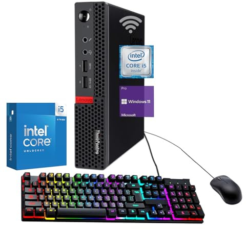 Lenovo ThinkCentre M910q Desktop Mini PC, Core i5-6500T, 8GB DDR4 RAM, 256GB SSD, WiFi, Wired Keyboard and Mouse, Windows 11 Pro (Renewed)