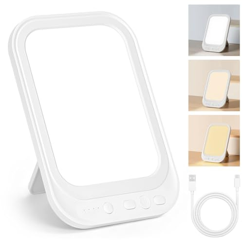 AOGOE SAD Lamp for Seasonal Affective Disorder, SAD Therapy Lamp, 10000 Lux Light Therapy with 3 Color Temperature, 4 Timer, UV-Free Natural Sunlight Lamp for Office Desk Home Sleep
