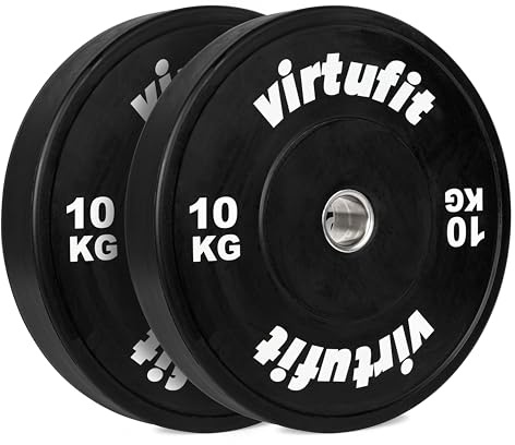 VirtuFit Juego de discos de goma para parachoques de goma – Disco de peso olímpico Van Rubber – 50 mm – Juego de 2 x 10 kg