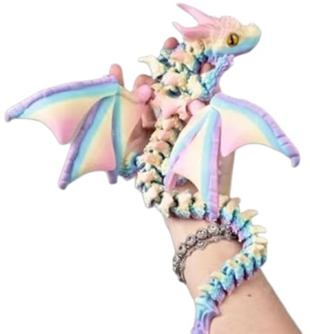Drago con stampato in 3D - Modello articolato di drago alato | Figura di animale flessibile da collezione per scrivania, casa, ufficio, tavolo, libreria, camera da, cruscotto, decorazione