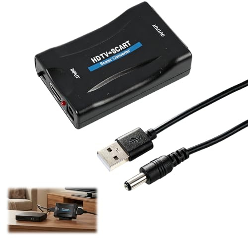 Adaptateur Péritel vers HDMI, Adaptateur Convertisseur péritel HDMI Full HD, Convertisseurs Péritels hdmiAudio Vidéo pour TV Moniteur, Convertisseur SCART Analogique Sortie hdmi720p/1080p pour TV