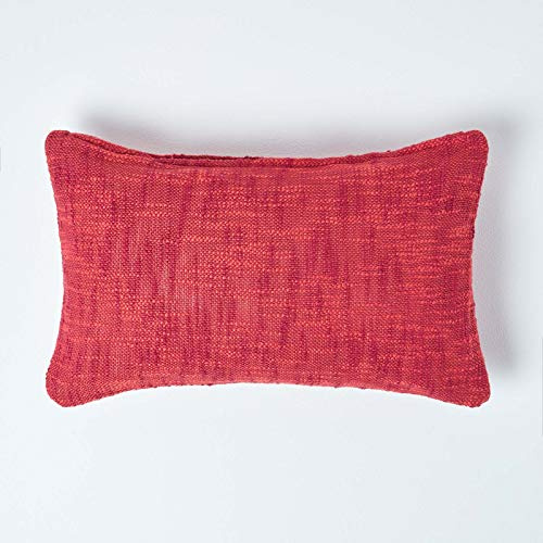 HOMESCAPES Dekorativ kudde, bomull med mjuk fyllning, orange färg från Nirvana kollektion 30 x 50 cm