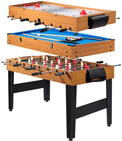 Giantex Multi Game Table, 3-in-1 48 Combo Game Table w/Soccer, Billiard, Slide Hockey, Wood Foosball Table, Perfect for Game Rooms, Arcades, Bars, Parties, Family Night