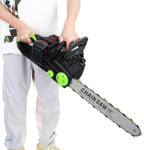 16 motosierra eléctrica, 2800W sin barrido cable con batería 4Ah (120 min de ejecución) y aceite automático, motosierra para molduras de árboles, corte de madera, bricolaje Negro