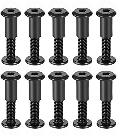 Awclub Screw Post Fit for 5/16(8mm) Hole Dia, Male M6x50mm Belt Buckle Binding Bolts Leather Fastener Carbon Steel Black 10 Sets