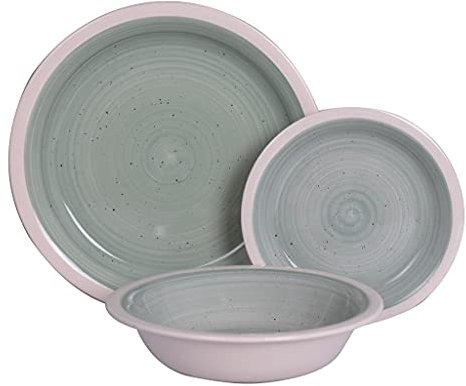 Servizio di Piatti da Tavola in Ceramica Tendenza Fondo Grigio 18 pezzi