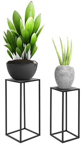 ML-Design Blumenständer im 2er Set, Schwarz, 20x60x20/30x70x30 cm, Moderne Blumentopfständer, Wetterfeste und robuste Pflanzenständer aus Metall, Blumentopfhalter 2-TLG, Blumenhocker Pflanztopf Deko