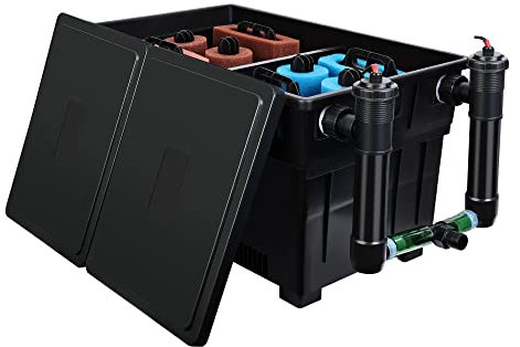 Aquadock Koi-Druckfilter, Pool-Fischteichfilter mit 10 Filterschwamm, passend für bis zu 8000 Gallonen (Teichfilter)