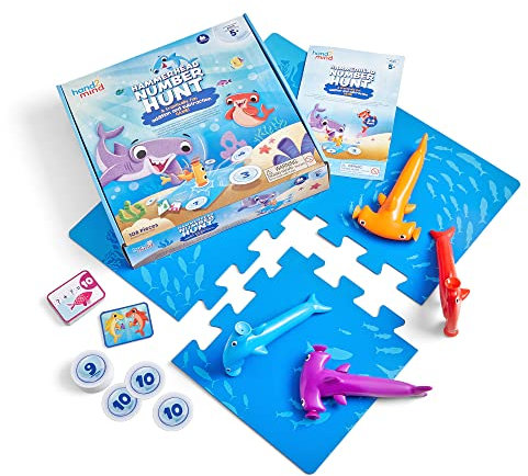 Learning Resources Zahlenjagd mit Hammerhaien, Mathespiel für Kinder, Lernspiel für Additions- und Subtraktionsübungen, Mathespiele für Kinder ab 5 Jahren