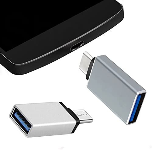 USB-C zu USB OTG Adapter passend für Samsung Galaxy S25 S24 S23 S24FE A55 A35 A25 A16 A06 A15 A14 A13 A05s A54 A34 A22 FE 5G Plus Ultra für iPhone 16 15 Pro Max Buchse Typ C auf USB-A (2 Stück)