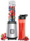 Horett Mini Standmixer 400W, Smoothie Maker Mixer mit 2 x 600 ml BPA-freien Trinkflaschen, Blender Mixer für Smoothies, Eis und Babynahrung, 27.000 U/min, Silber