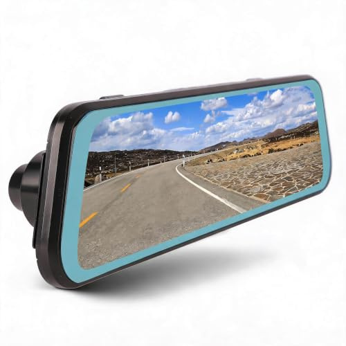 10 Inbackspegelkamera, Mörkerseende Främre Bakre Kamera med 2,5D Böjd Skärm, Backbildskörande Videobandspelare Spegel Dash Cam