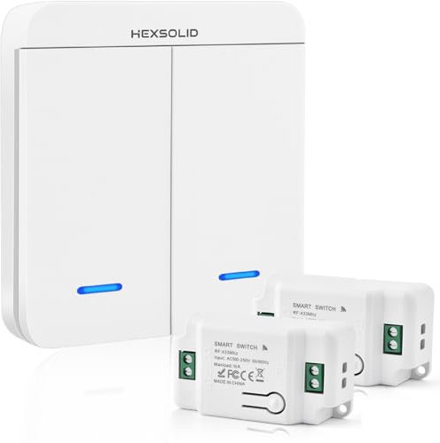 Funkschalter Licht 230V 10A mit Funk Lichtschalter mit Empfänger Kontrolle bis zu 200 m Fernbedienung Funkschalter Set Keine Verkabelung Erforderlich Geeignet für 200-2000W Lampen