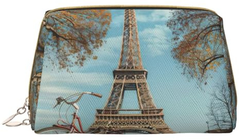 MyPiky Trousse per cosmetici con stampa Torre Eiffel, piccola borsa per il trucco in pelle, borsa per cosmetici, pochette per articoli da toeletta per donne, viaggi, bici Torre Eiffel, taglia unica