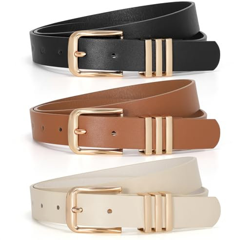 JasGood 3 Stück Damen Leder Taille Gürtel - Mode Nette Gürtel für Frauen Jeans Hosen Kleider