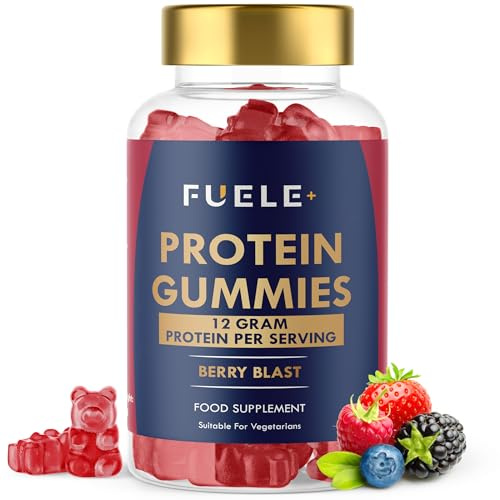 FUELE+ Whey Protein Gummies - Mixed Berry Flavour, 12g High Protein per Serving - Protein Powder Alternative, No Added Sugar, Vegetarian, Convenient Whey Protein Supplement, Muscle Recovery
