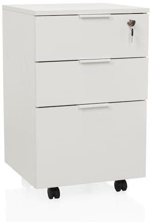 hjh OFFICE Rullcontainer DAVIK Spånskiva melaminbeläggning Vit