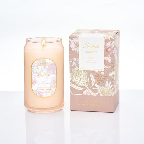 M&SENSE 300g Soy Scented Candles Santal - 60 Hours Long Burning, Non-Toxic Glass Jar Purple Candle, Aromatherapy for Relaxing, Luxury Birthday/Mother's Day Gifts for Women
