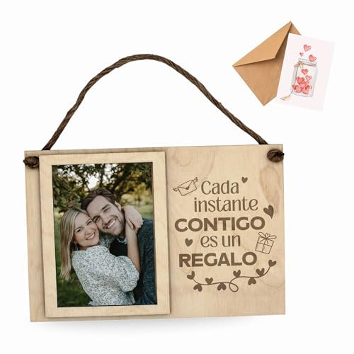 ayurvana Marco de Fotos en Madera Personalizado – Regalo Original para Madre, Abuela, Pareja, Madrina o Amiga – Con Cuerda de Yute – Decoración de Pared 24x16cm – Ideal Día de la Madre y Cumpleaños