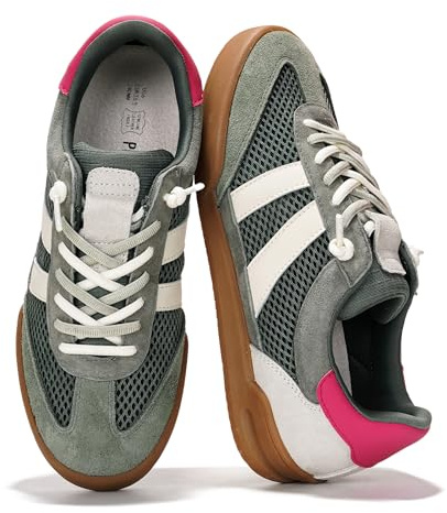 Project Cloud 100% Genuine Leather Casual Sneakers for Women - Memory Foam Insoles - Womens Shoes & Lightweight Women's Fashion Sneakers - Slip On Shoes for Women Footwear(Verdy,OLIVESU,7.5)