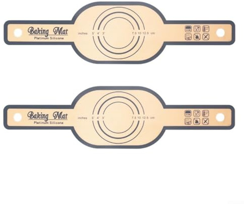 Bulevisiter Lot de 2 tapis de cuisson sans silicone pour cocotte, doublure à pain au levain avec poignées extra longues, 56 x 15 cm, passe au four et au micro-ondes, résistant à la chaleur jusqu'à 250