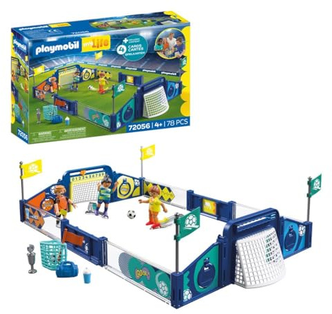 PLAYMOBIL | My Life | Calcio-Arena | Campo da gioco con meccanismo di tiro e 2 porte | Giocattolo calcio dai 4 anni in su | 72056