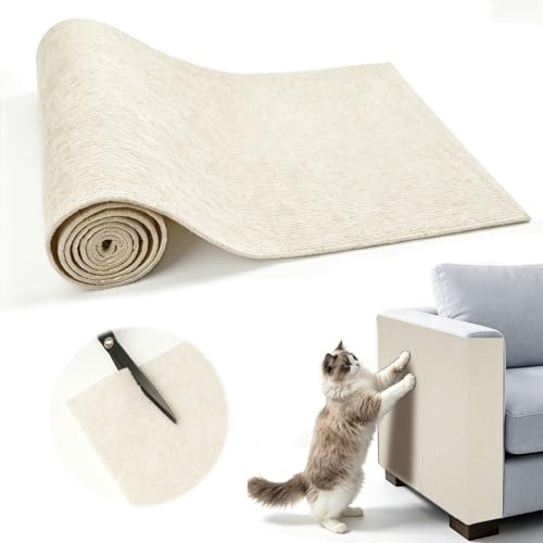 NETFLO Beige klösmatta självhäftande 100 x 30 cm klösskydd soffa | Katt kan skäras till storlek gör-det-själv klösmatta katt för skåp sängar klösträd soffa repskydd katt