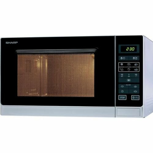 Sharp R-291BKWE Solo-Mikrowelle / 22 L / 800 W / 4 Leistungsstufen / LCD-Display / One Touch Sensor / Feuchtigkeitssensor / 4 Stufen / Glasdrehteller (27,2 cm) / Energiesparmodus / weiß