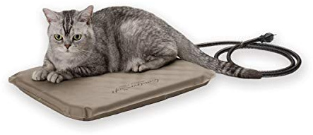 K&H Pet Products Lectro-Soft Orthopedic Outdoor Heated Cat Bed for Outdoor Cat Houses, Safety Listed Automatic Warming Pad, Soft and Flexible, Waterproof, Washable Cover - Small 18 X 14in Tan 20W