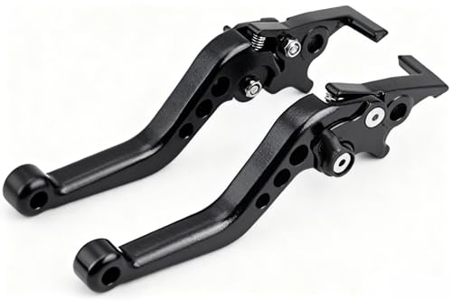 Akozon 1 Pair CNC Aluminum Alloy Motorcycle Scooter Modification Double Disc Brake Lever Double Disc Clutch Brake Levers (Black)