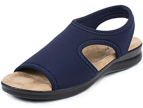 Aerosoft Sandales stretch 05 pour femme, extra légères et élastiques (bleu, 39)