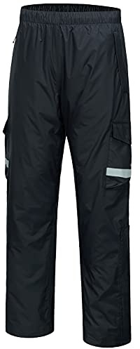 BASSDASH Complete Men’s Breathable Waterproof Rain Pant Lightweight Over Pant with 1/2 Zip Legs for Fishing Kayaking Hiking Black