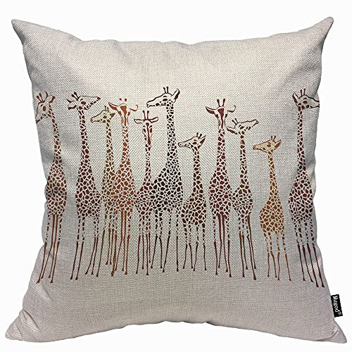 Mugod Giraffes Animal Cushion Cover Throw Pillow Covers Lovely Wild Cartoon Africa Safari Tall Group Crowded Spot Zoo Pillow Case for Men Women Decorative Home Sofa Chair Couch 45x45cm/18x18 Inch