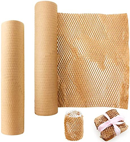 PACK4YA Carta da imballaggio a nido d'ape 30cm×10m (12×33') Carta d'imballaggio ecologica protettiva Kraft per i fornitori di spedizioni in movimento invece del pluriball (marrone)